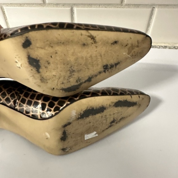 J RENEE VINTAGE Brown Alligator woman clear 2.5" classic preppy office heel 7.5 - Picture 11 of 15